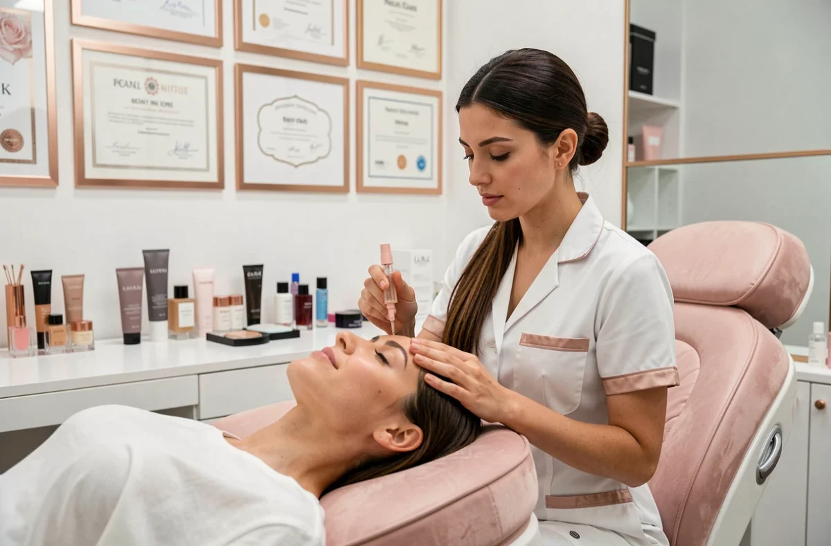 Soin contour des yeux réalisé par une esthéticienne professionnelle dans le cadre soigné d'Eva Esthétique à Lyon 8e