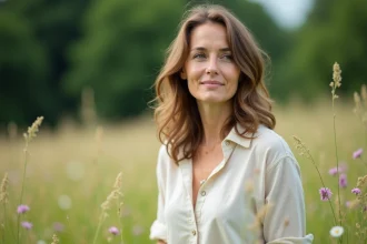 Femme dans une prairie sauvage en été