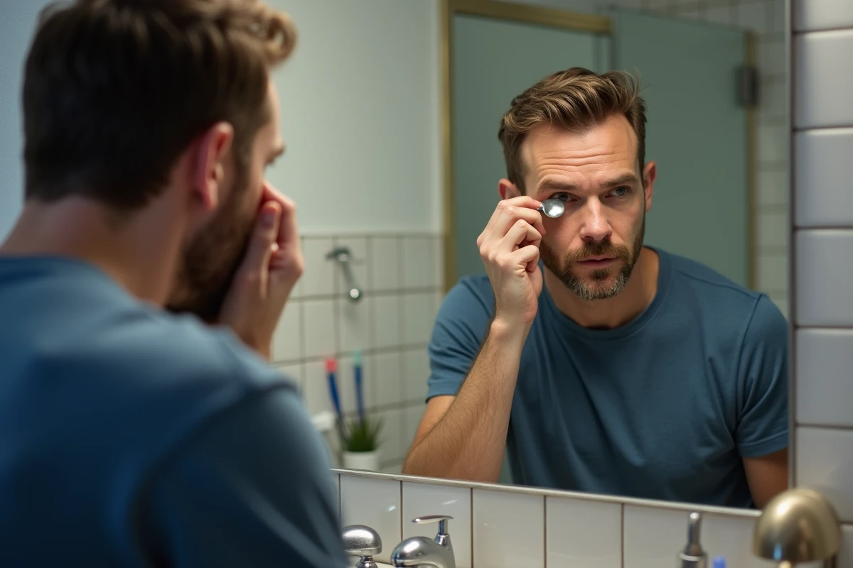 Homme appliquant un spoons froid sous l